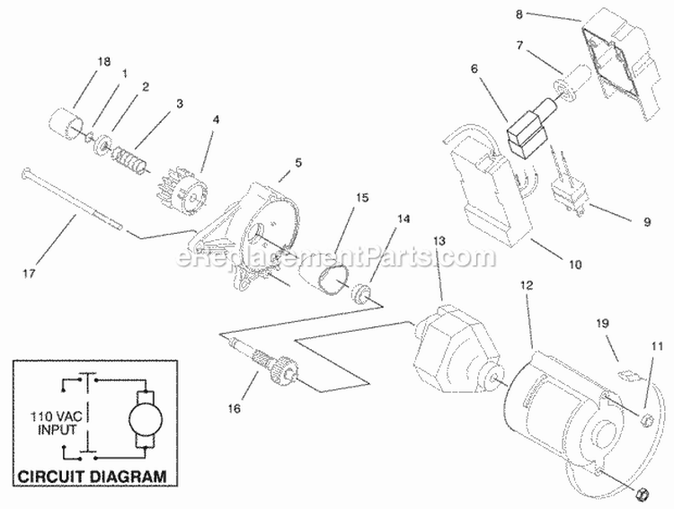 Starter Motor Assembly Electric Diagram and Parts List for 28222 7900001-7999999 - 1997 Lawn Boy Snow Blower